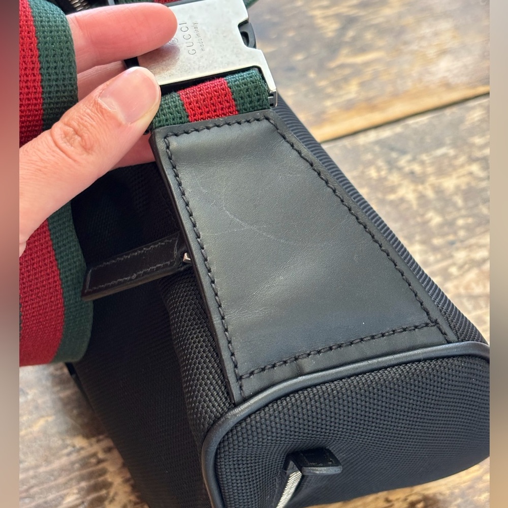 GUCCI Black Techno Canvas Belt / Shoulder / Crossbody Bag - Picture 14 of 16